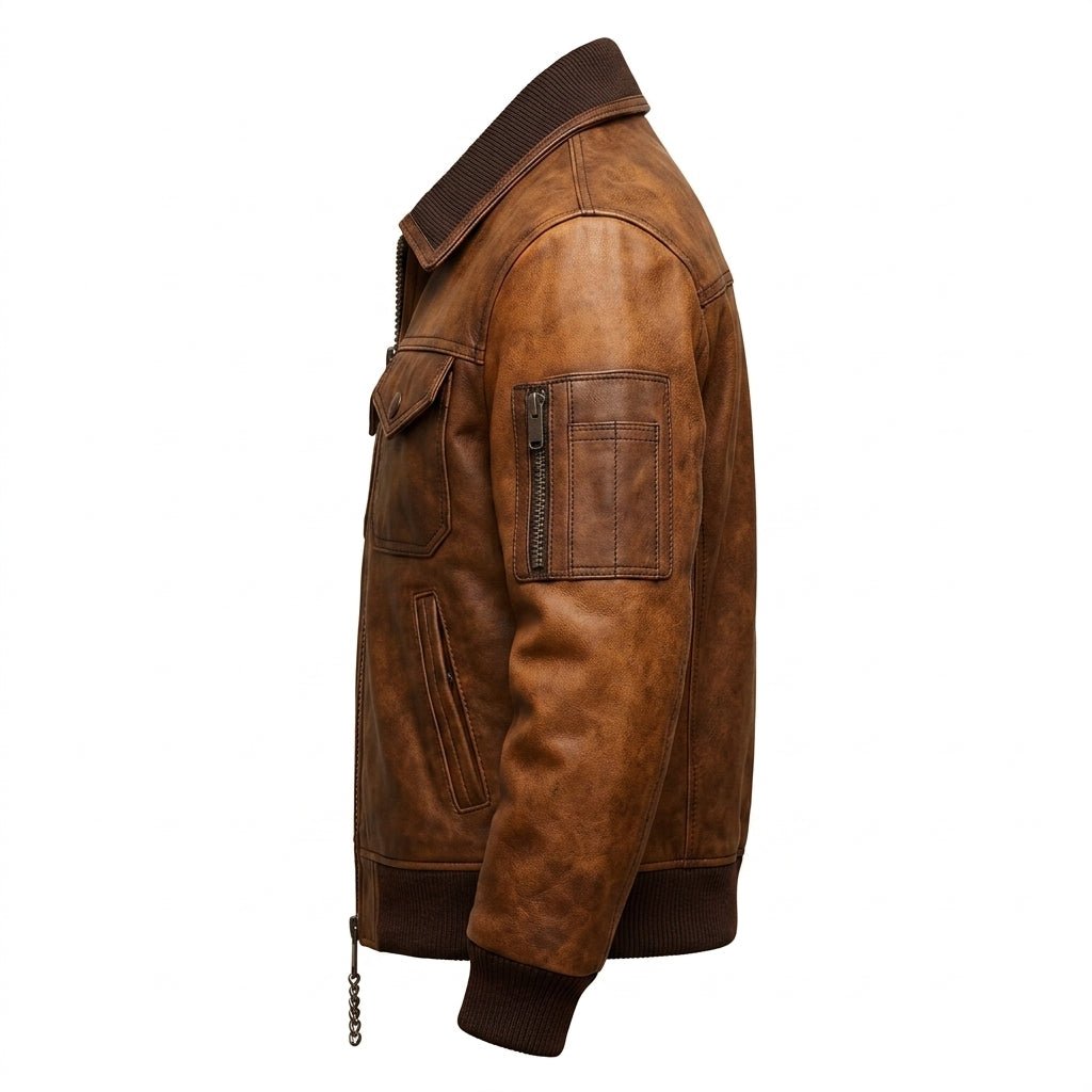 Kai Leather Brown Jacket - Men Leather Jacket Brown - Timber AND Hide