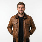 Kai Leather Brown Jacket - Men Leather Jacket Brown - Timber AND Hide