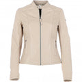 Ladies' Beige Genuine Leather Moto Jacket - Timber AND Hide
