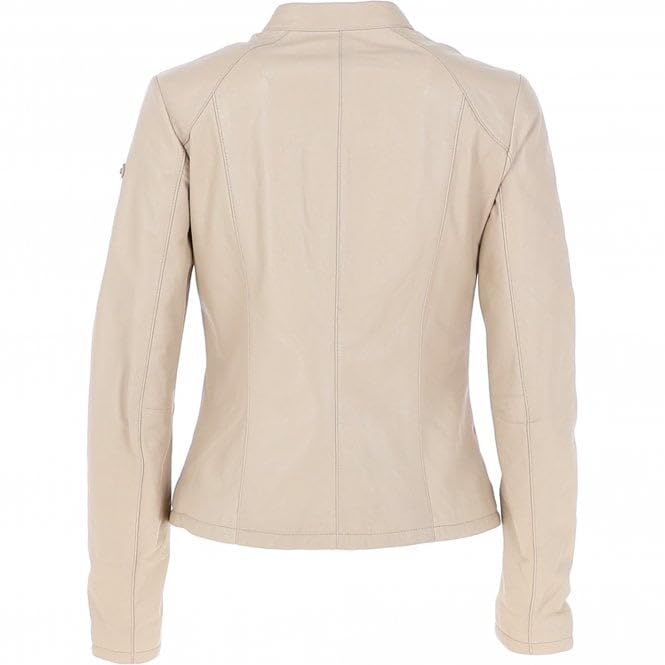 Ladies' Beige Genuine Leather Moto Jacket - Timber AND Hide