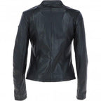 Ladies' Beige Genuine Leather Moto Jacket - Timber AND Hide