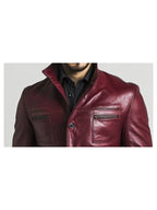 Louie Red Leather Jacket - Leather Jacket for Men Red