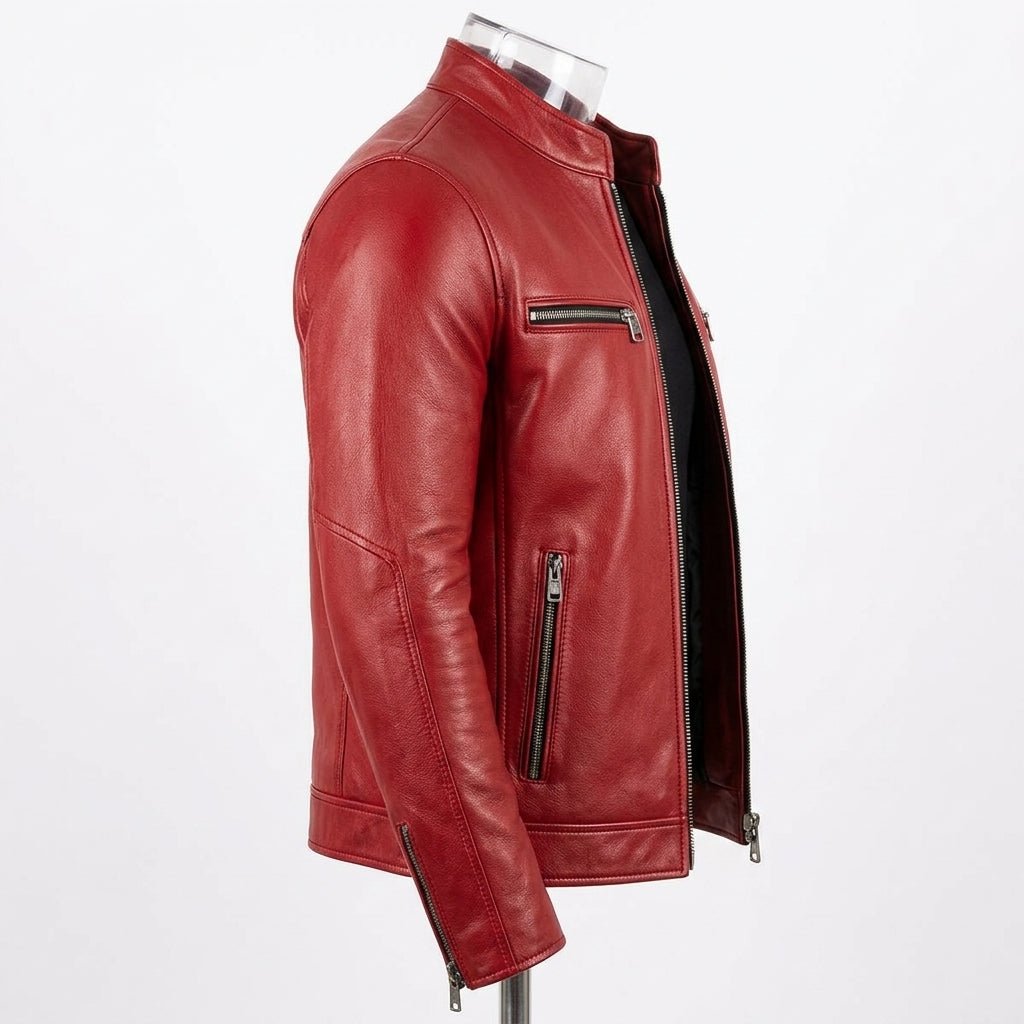 Lucas Red Leather Jacket - Leather Jacket for Men Red - Timber AND Hide