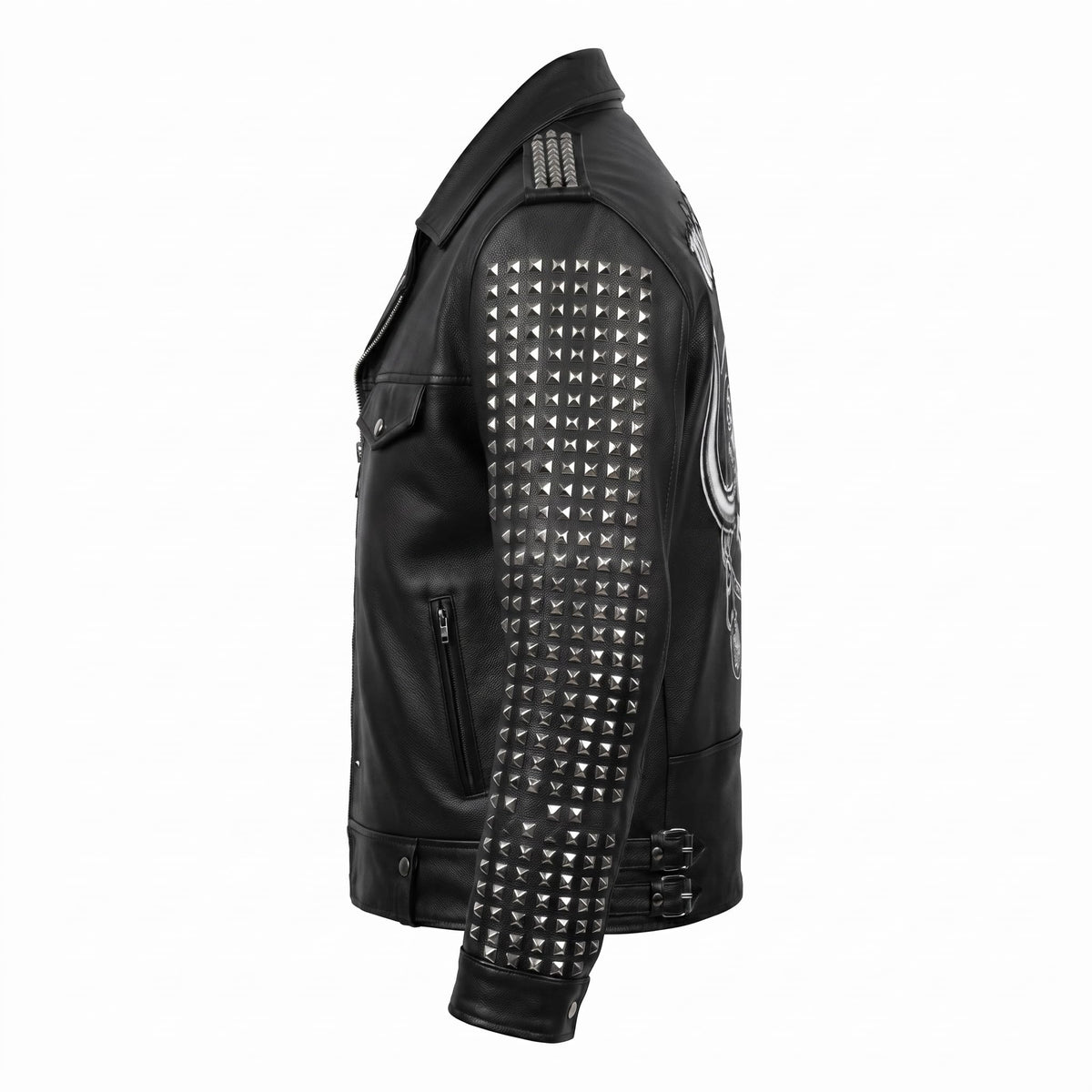Man's Handmade Studded Leather Biker Jacket | Punk Rock Gothic Patchwork | Halloween Costume - Timber AND Hide
