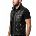 Marcellus Black Leather Vest - Timber AND Hide