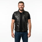 Marcellus Black Leather Vest - Timber AND Hide