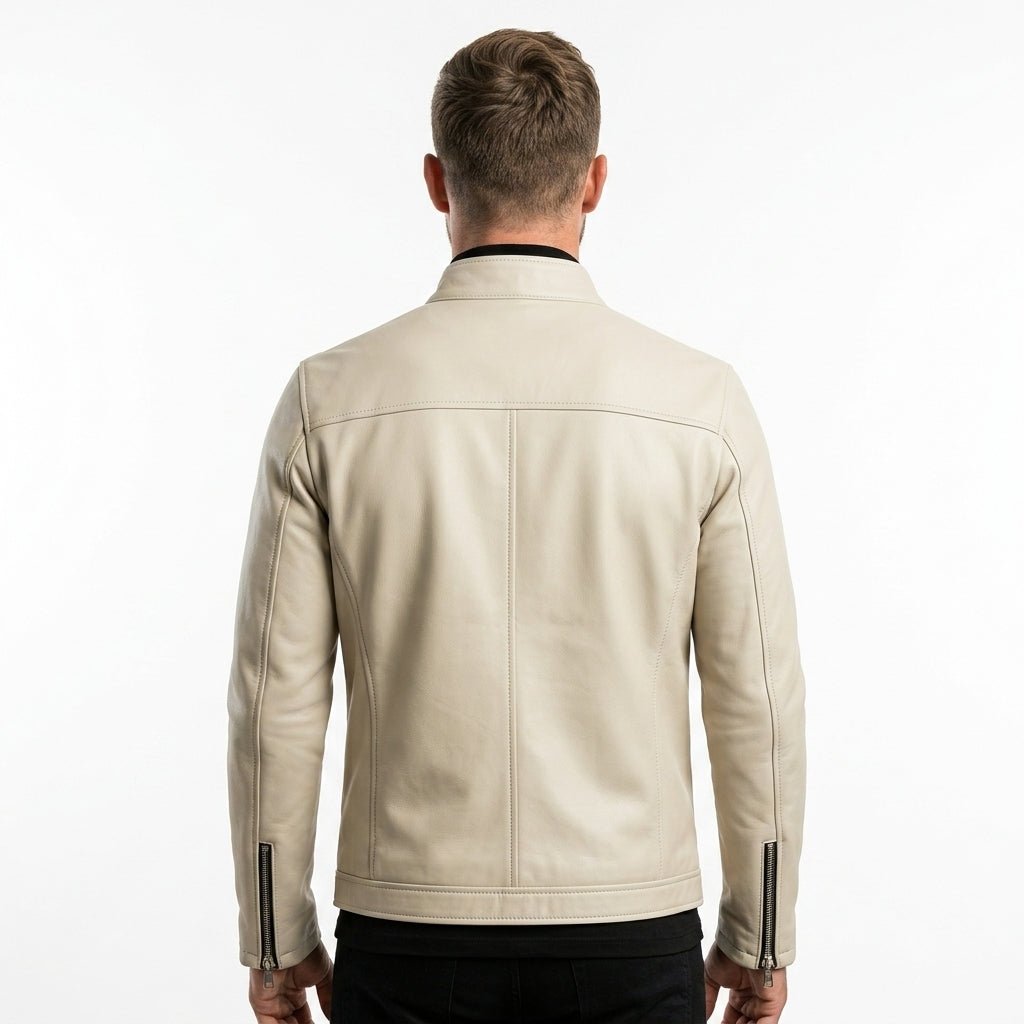 Mason white Leather Jacket - Men Leather Jacket white - Timber AND Hide