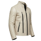 Mason white Leather Jacket - Men Leather Jacket white - Timber AND Hide