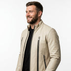 Mason white Leather Jacket - Men Leather Jacket white - Timber AND Hide