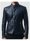 Max Blue Leather Jacket - Men Leather Jacket Blue