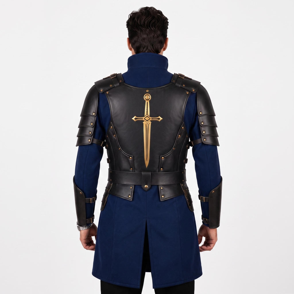 Medieval Knight Wool Coat with Leather Armor | Fantasy LARP Jacket Costume - Timber AND Hide