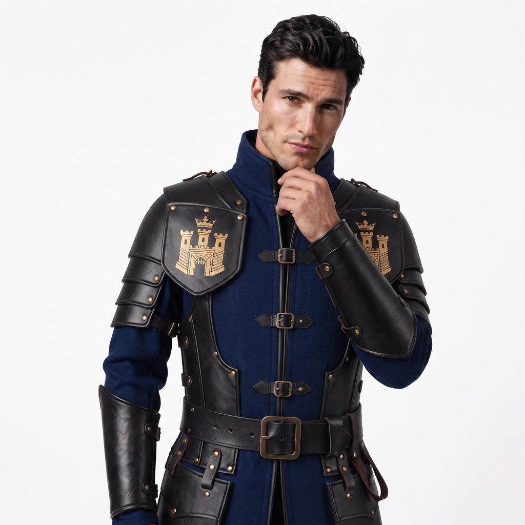 Medieval Knight Wool Coat with Leather Armor | Fantasy LARP Jacket Costume - Timber AND Hide