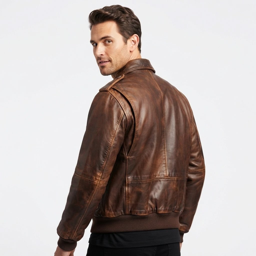 Men 90's Vintage Bomber Leather Jacket - Timber AND Hide