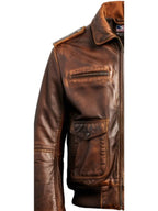 Men 90's Vintage Bomber Leather Jacket