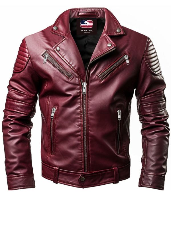 Men’s Angel Maroon Designer Leather Jacket