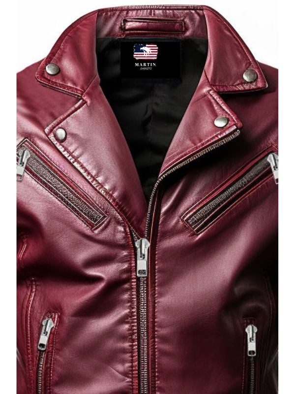 Men’s Angel Maroon Designer Leather Jacket