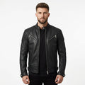 Men Black Biker Leather Jacket - Timber AND Hide