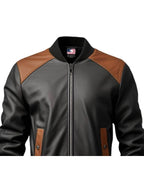 Men Black Bomber Leather Jacket - Leather Bomber Jacket