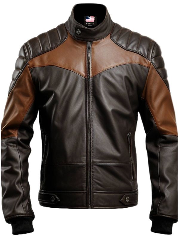 Men’s Black and Brown Biker Stylish Leather Jacket