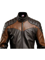 Men’s Black and Brown Biker Stylish Leather Jacket