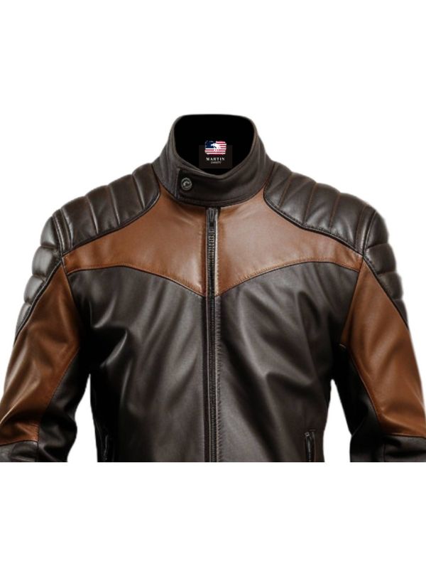 Men’s Black and Brown Biker Stylish Leather Jacket