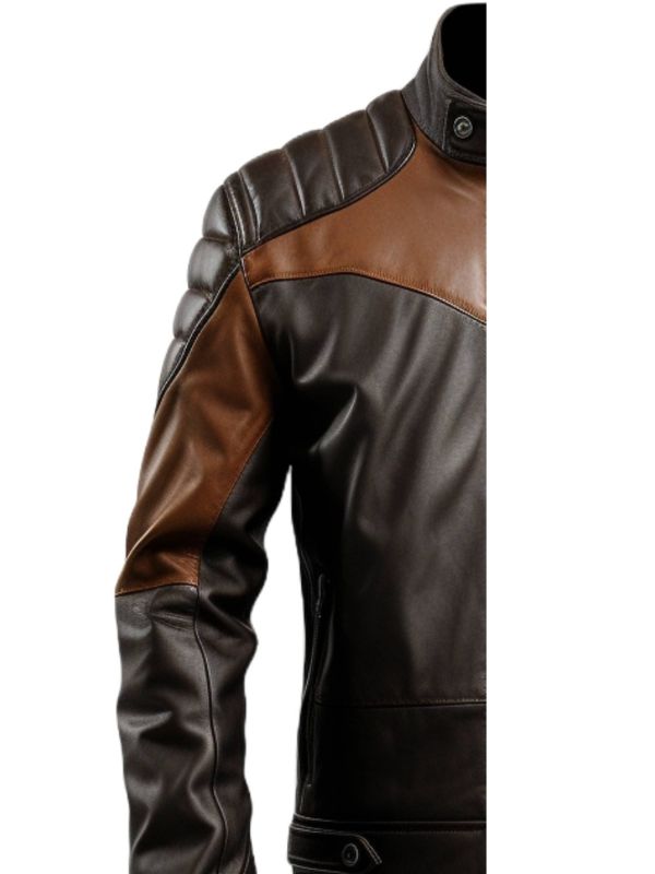 Men’s Black and Brown Biker Stylish Leather Jacket