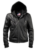 Men Black Hooded Leather Jacket – Hooded Black Jacket