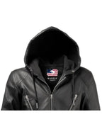 Men Black Hooded Leather Jacket – Hooded Black Jacket