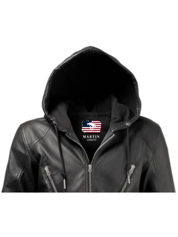 Men Black Hooded Leather Jacket – Hooded Black Jacket