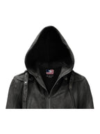 Men’s Black Hooded Suede Leather Jacket