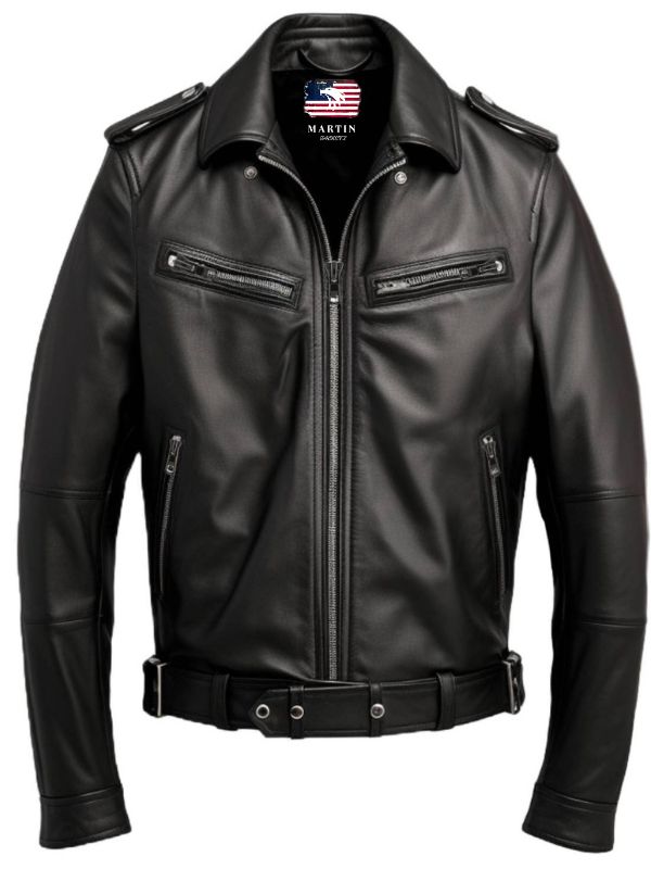 Men’s Black Leather Jacket - Biker Black Jacket