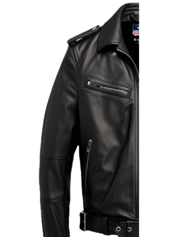 Men’s Black Leather Jacket - Biker Black Jacket