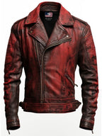 Men’s Bloody Red Leather Jacket – Perfect for Halloween
