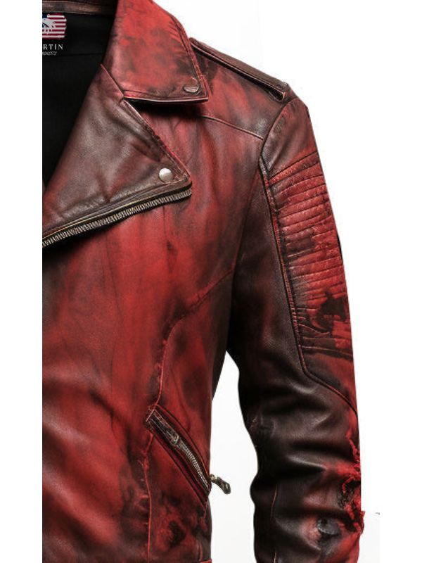 Men’s Bloody Red Leather Jacket – Perfect for Halloween