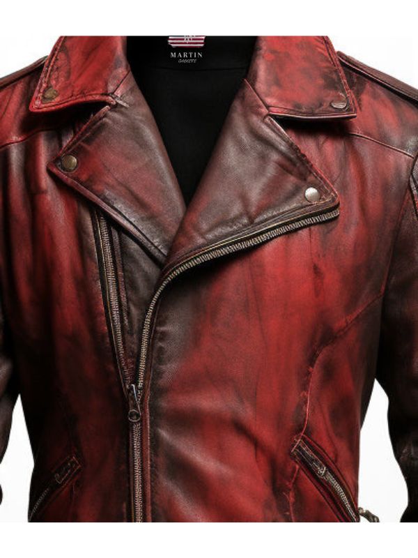 Men’s Bloody Red Leather Jacket – Perfect for Halloween