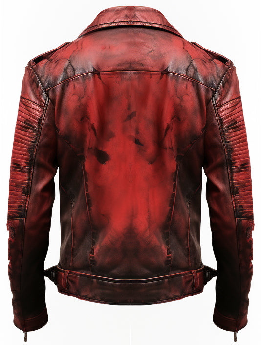 Men’s Bloody Red Leather Jacket – Perfect for Halloween