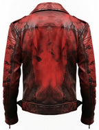 Men’s Bloody Red Leather Jacket – Perfect for Halloween