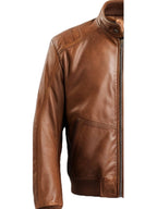 Men Brown Bomber Leather Jacket – Brown Bomber Leather Jacket