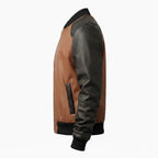 Men Brown Leather Bomber Jacket – Brown Leather Jacket Men - Timber AND Hide