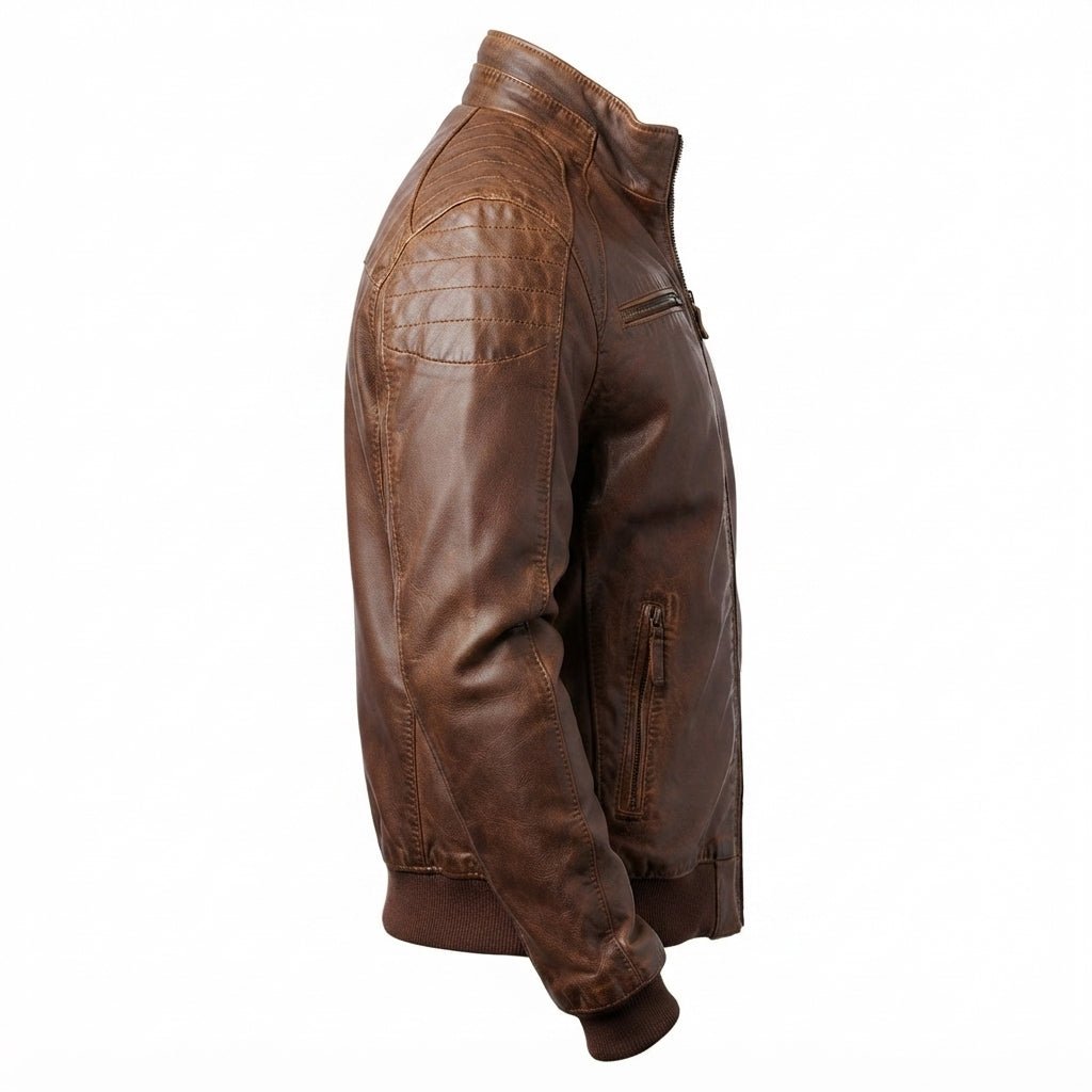 Men Brown Leather Bomber Jacket – Jordan Brown Leather Jacket - Timber AND Hide