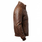 Men Brown Leather Bomber Jacket – Jordan Brown Leather Jacket - Timber AND Hide
