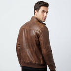 Men Brown Leather Bomber Jacket – Jordan Brown Leather Jacket - Timber AND Hide