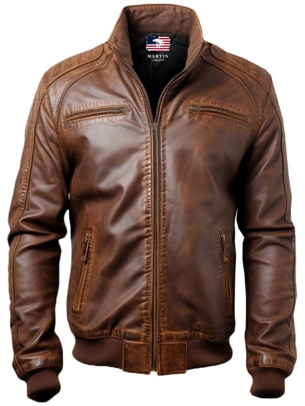 Men Brown Leather Bomber Jacket – Jordan Brown Leather Jacket