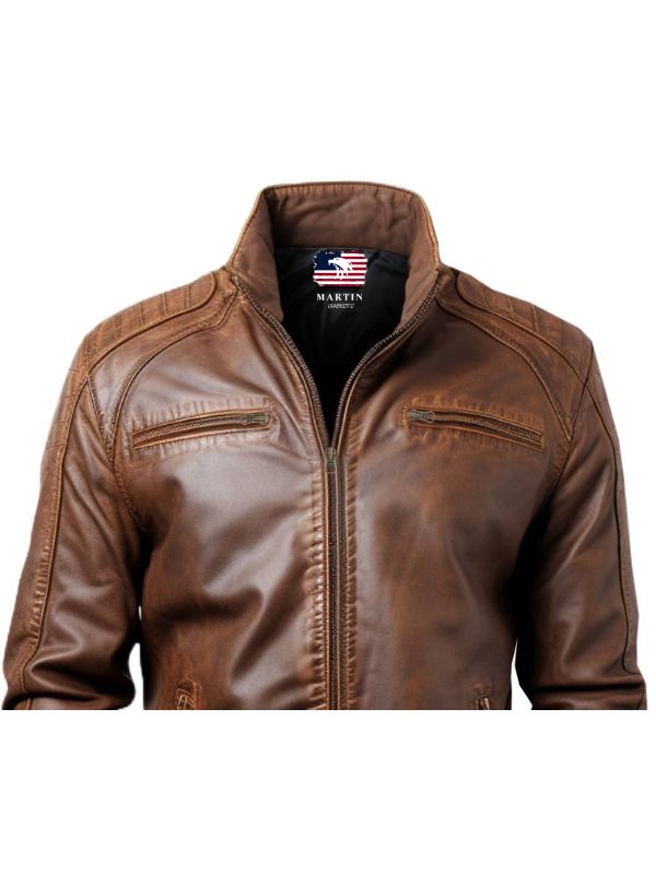 Men Brown Leather Bomber Jacket – Jordan Brown Leather Jacket