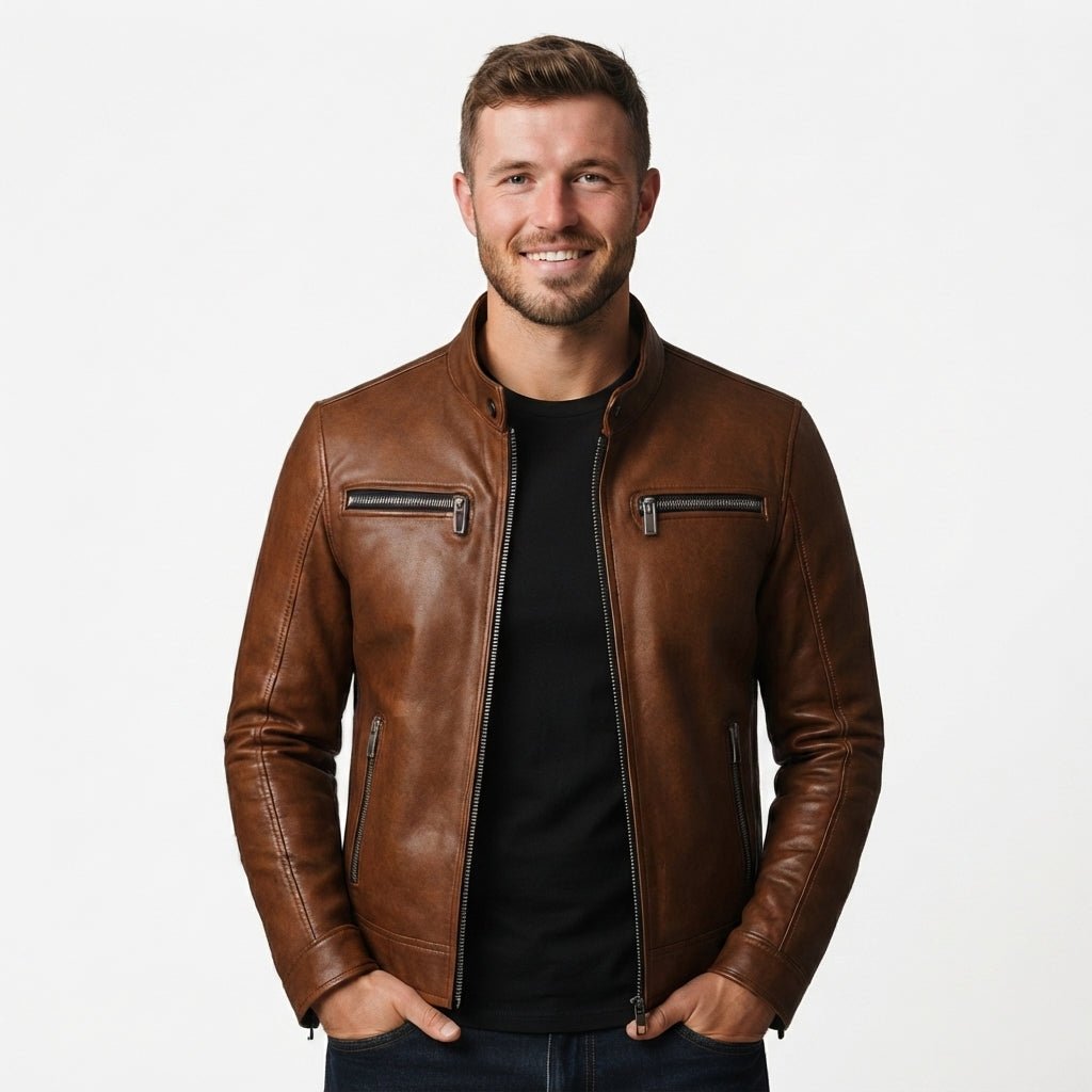 Men Brown Leather Jacket - Leather Jacket Brown - Timber AND Hide