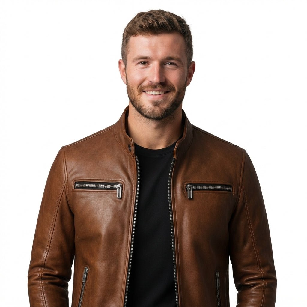 Men Brown Leather Jacket - Leather Jacket Brown - Timber AND Hide