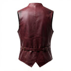 Men Burgundy Distressed Leather Vest - Timber AND Hide