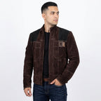Men Casual Suede Leather Jacket - Dark Brown - Timber AND Hide