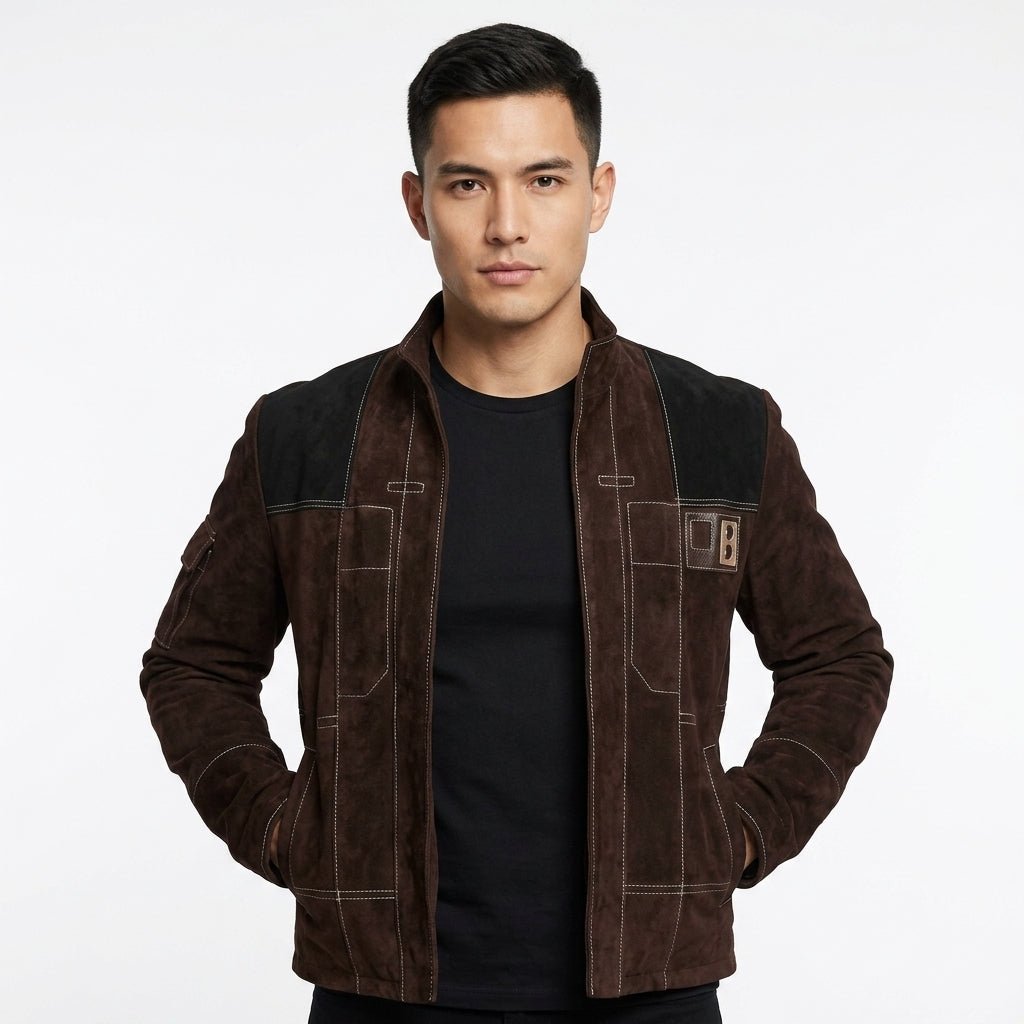 Men Casual Suede Leather Jacket - Dark Brown - Timber AND Hide