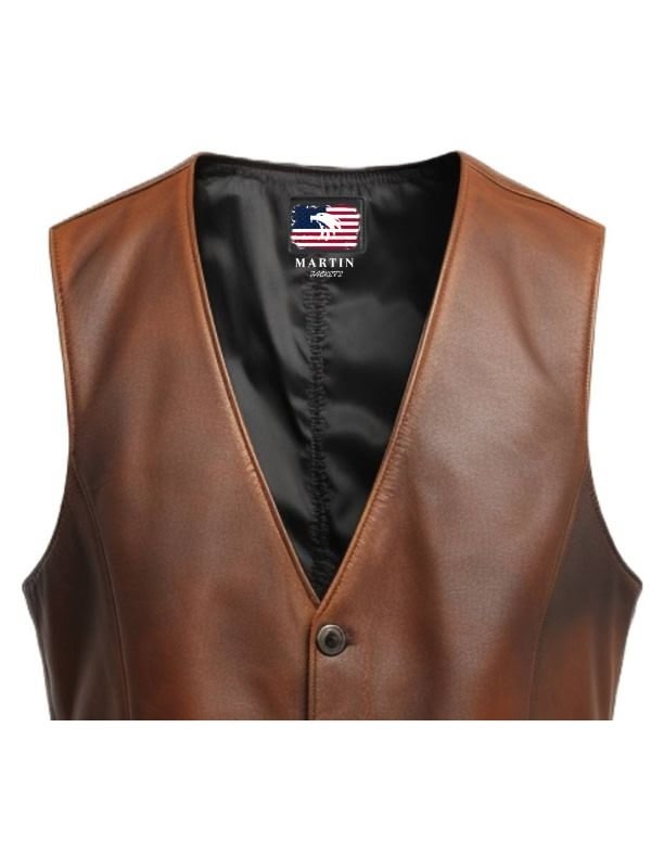 Men Classic Brown Leather Vest - Timber AND Hide